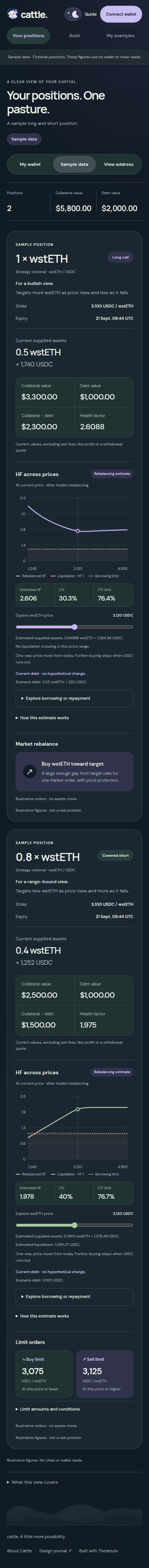 Actual phone view of fictional long and short HF scenarios with borrowing and repayment controls.